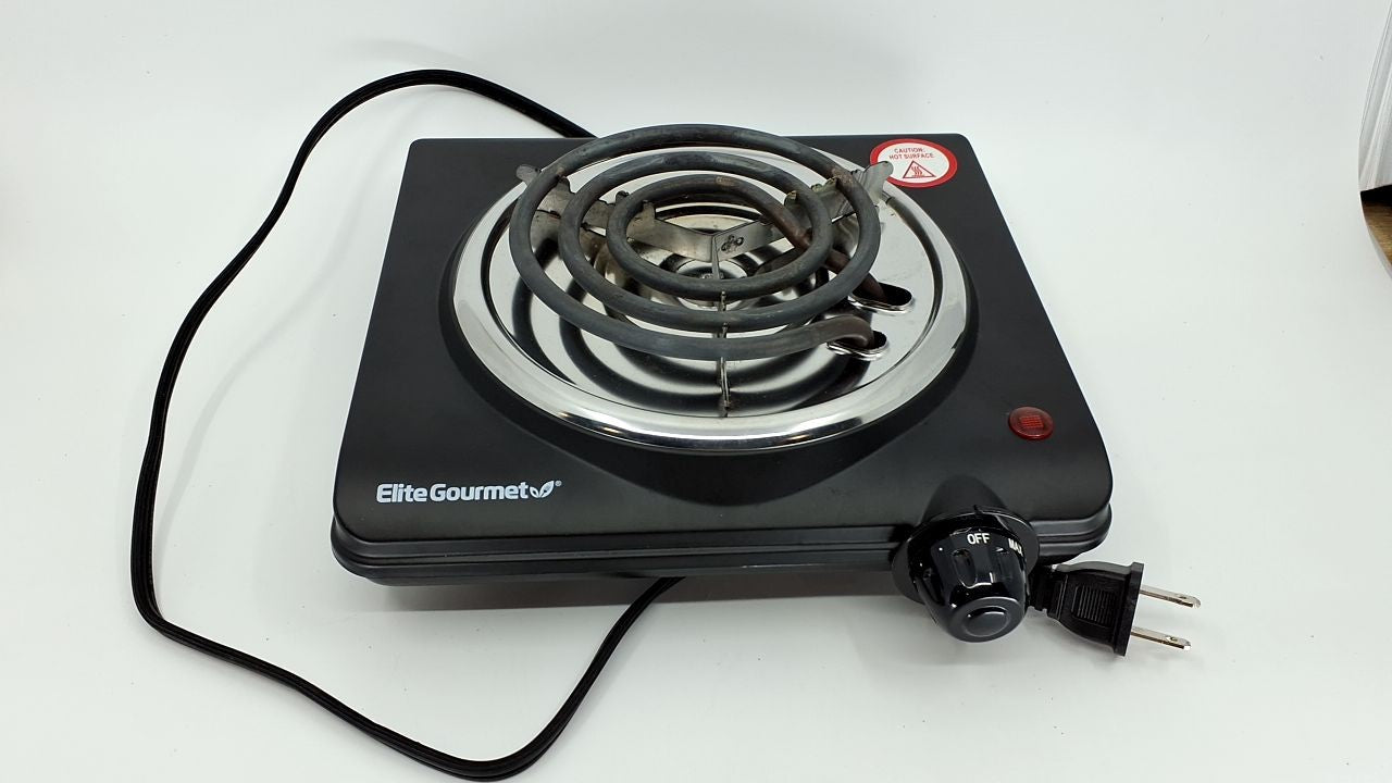 Elite Gourmet ESB100B Electric Hot Plate, Black, Single Coil, 1000W