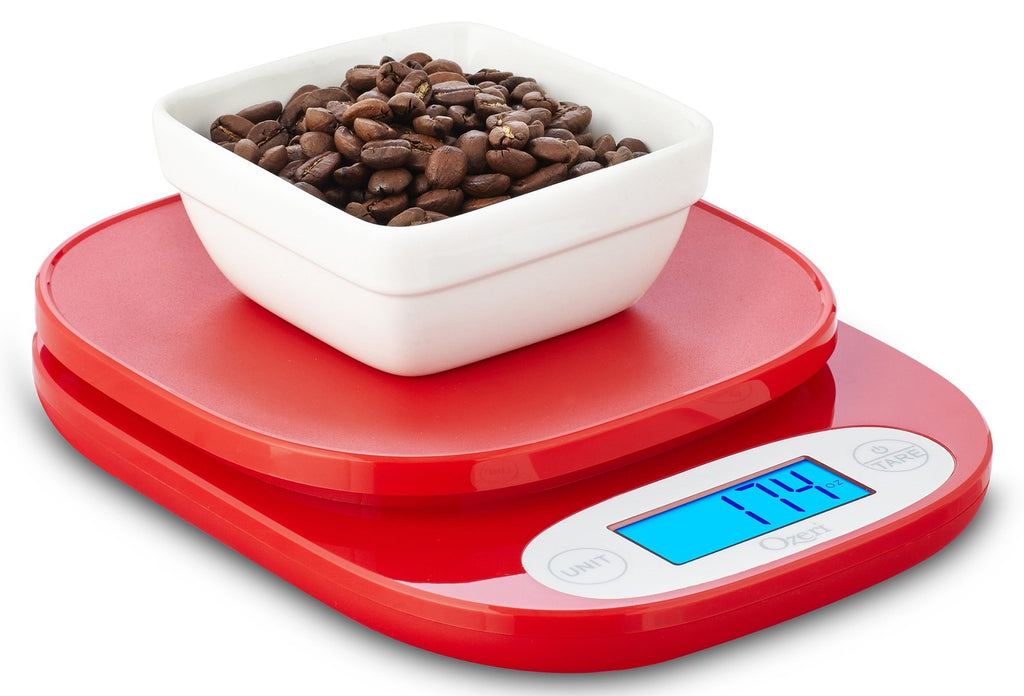 Ozeri ZK24 Kitchen Scale, 0.5g Precision, Easy Tare, Red