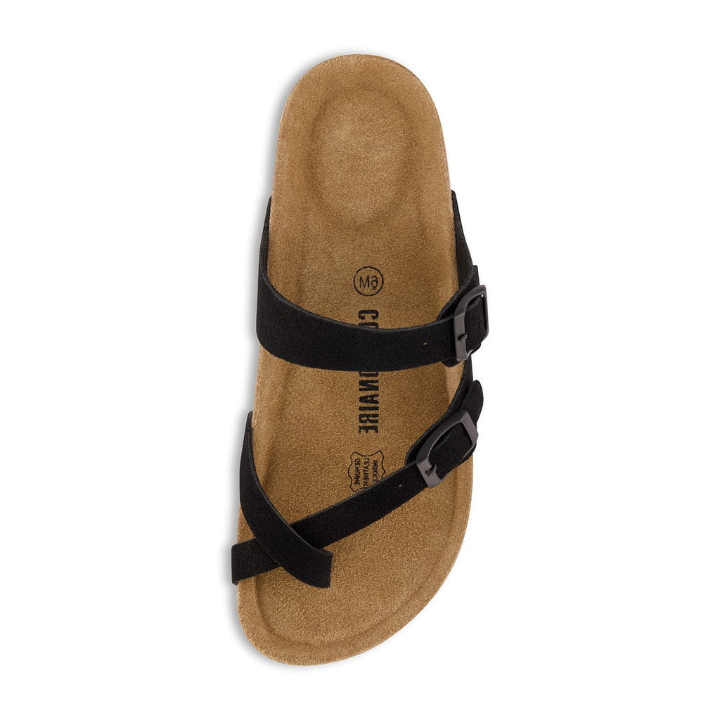 Cushionaire Luna Crossover Sandals Black 10W Cork Footbed Slides