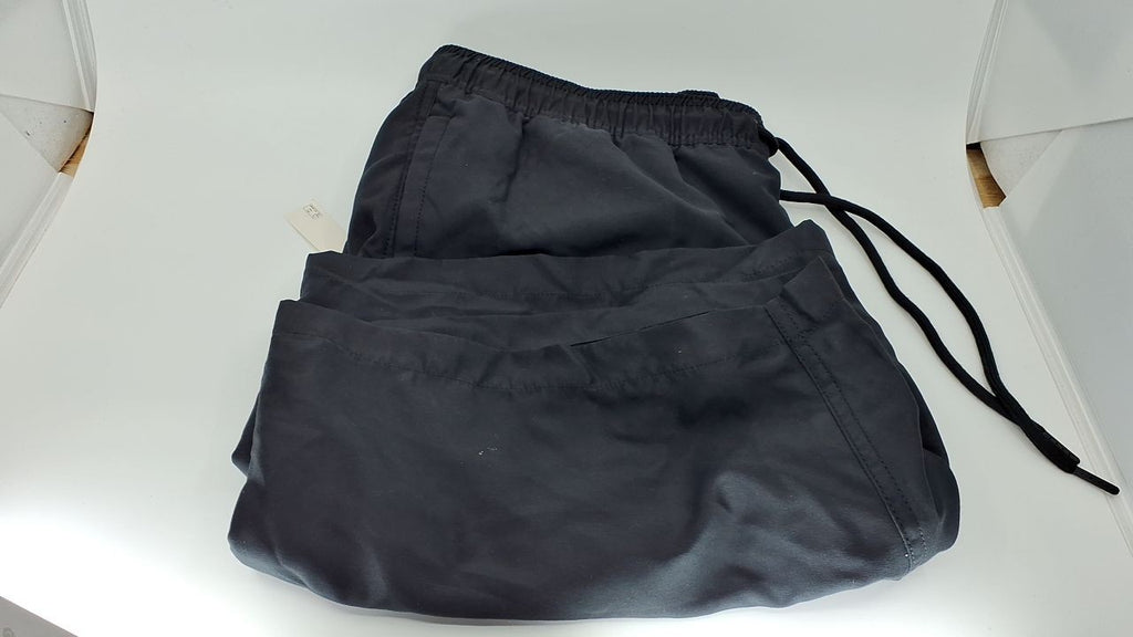 Men's 9" Black Swim Trunks w/ Mesh Lining & Drawstring, Large