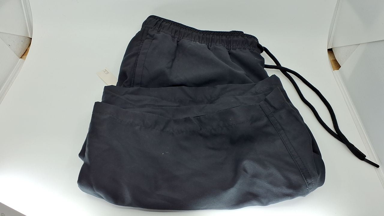Men's 9" Black Swim Trunks w/ Mesh Lining & Drawstring, Large