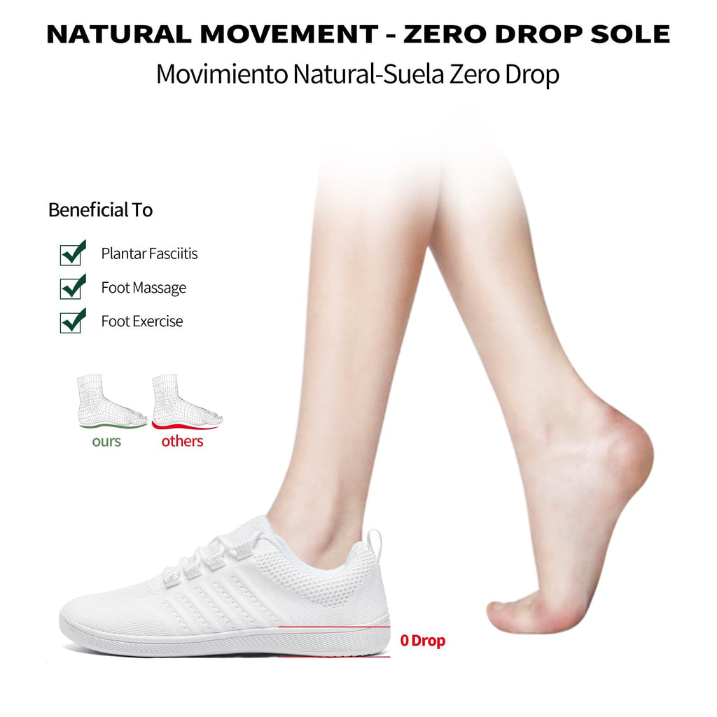 Limberun Wide Toe Box Sneakers White 5W/4M Minimalist Walking Shoes