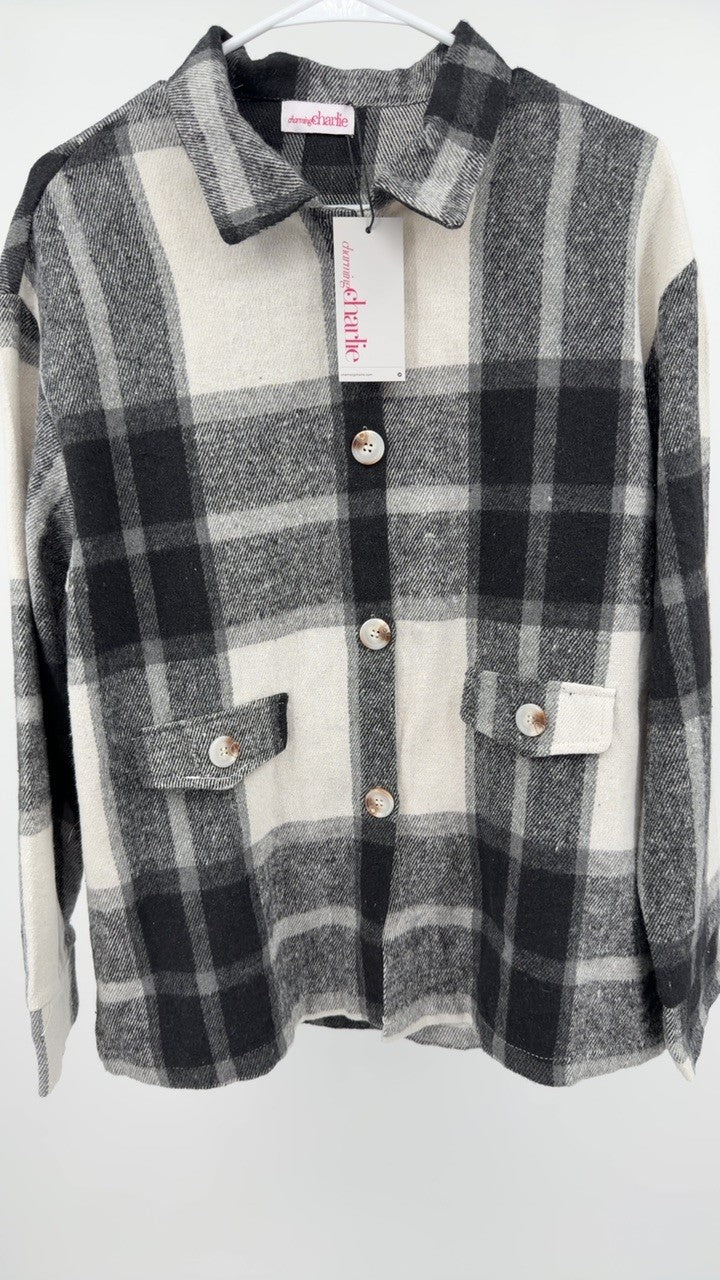 Plaid Button-Up Long Sleeve Shacket