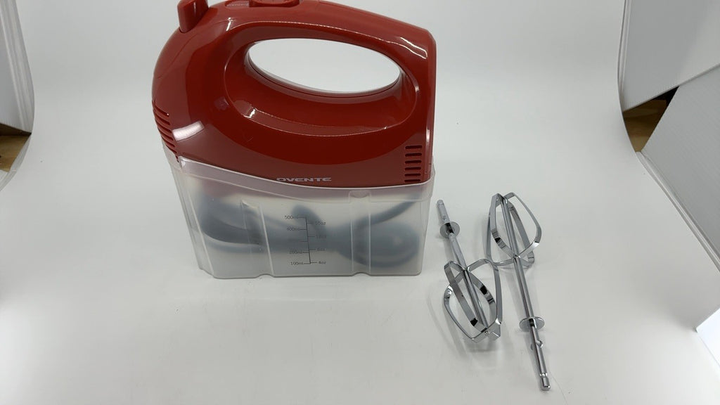 OVENTE Red Hand Mixer HM151R, 150W, 5-Speed w/ Stainless Steel Whisks