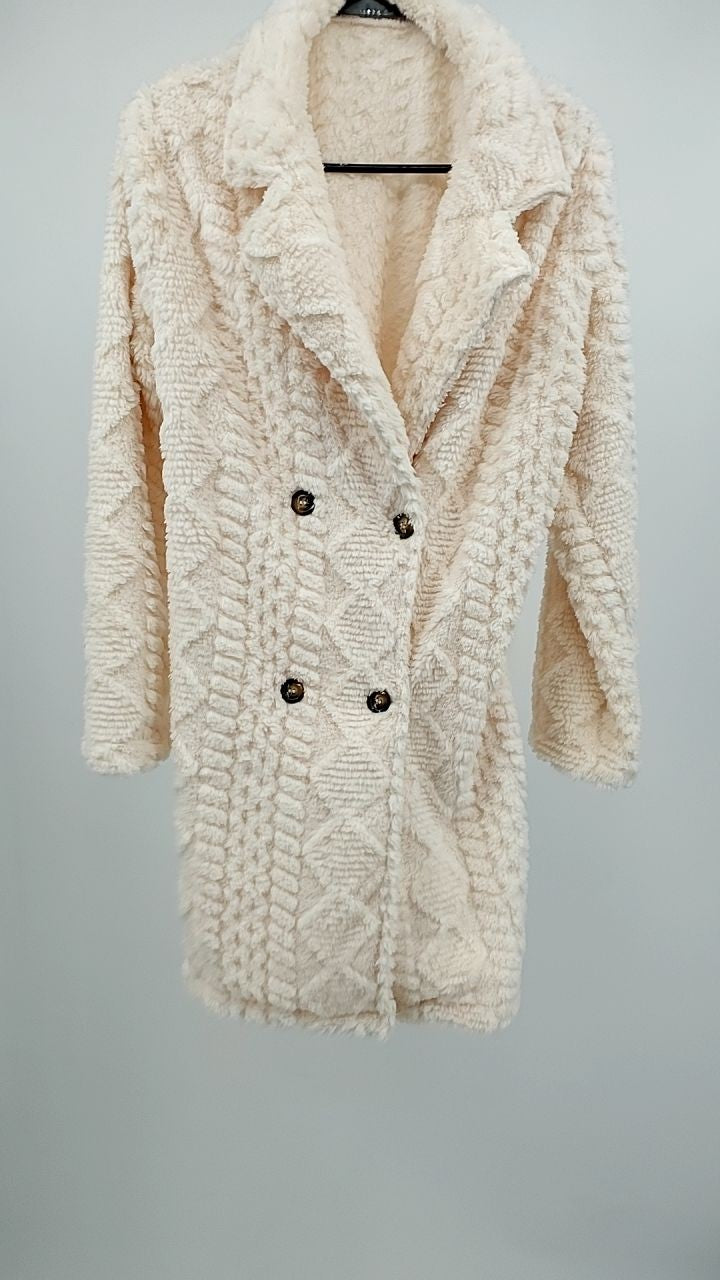 Fleece Double-Breasted Longline Coat