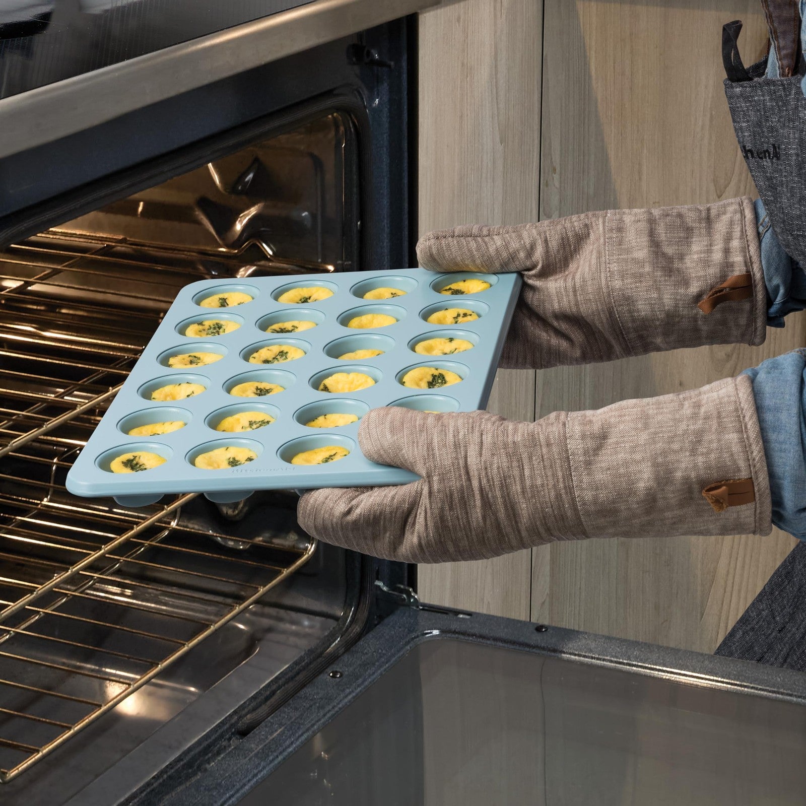 KitchenAid 24-Cup Nonstick Aluminized Steel Mini Muffin Pan, Mineral Water