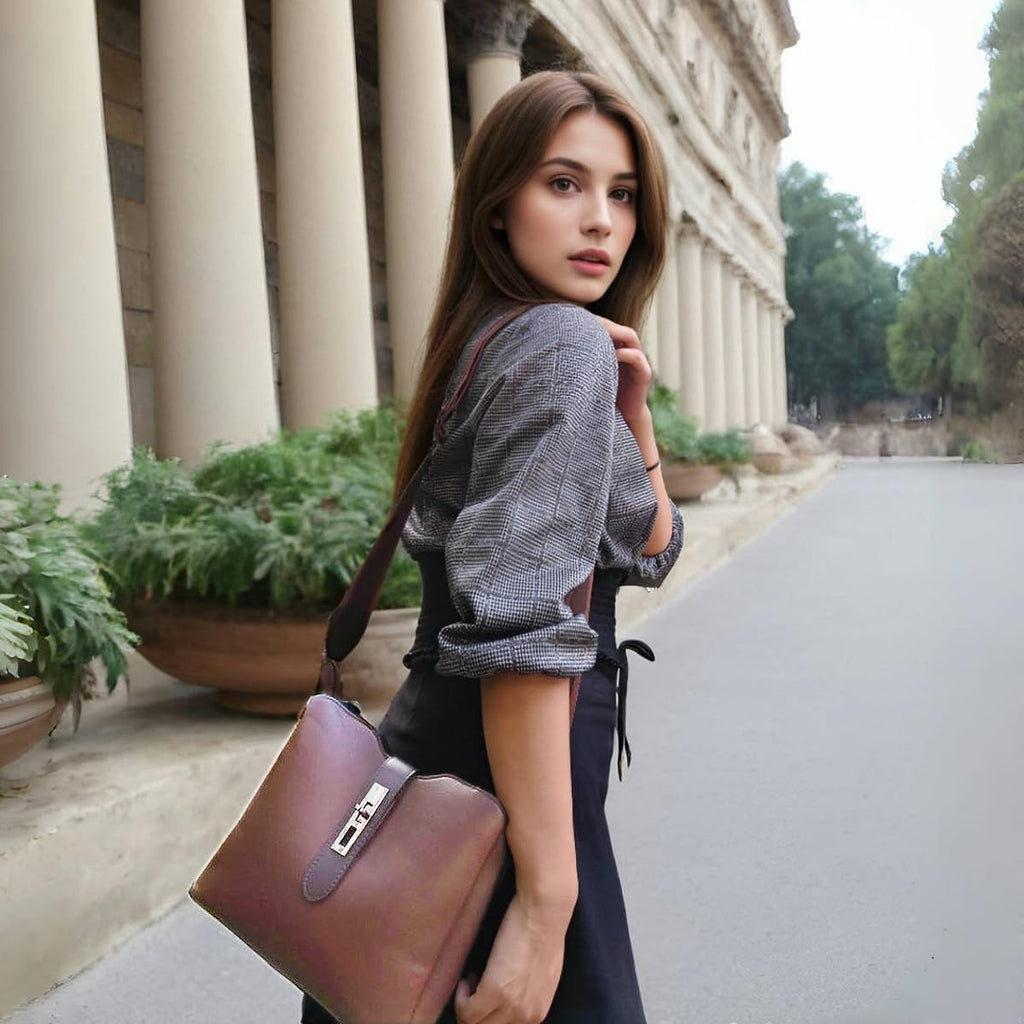 Small Crossbody Handbag for Women - Brown Faux Leather, Versatile Design
