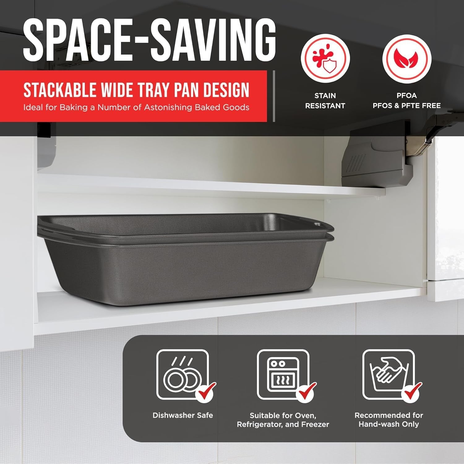 10.2" & 11" Nonstick Baking Loaf Pans Set, Oven Safe, Stackable Design