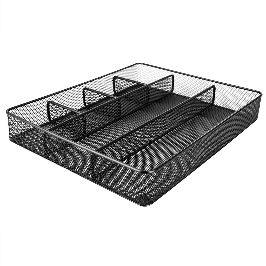 Black Mesh Drawer Organizer, 6 Compartments, Office Supplies