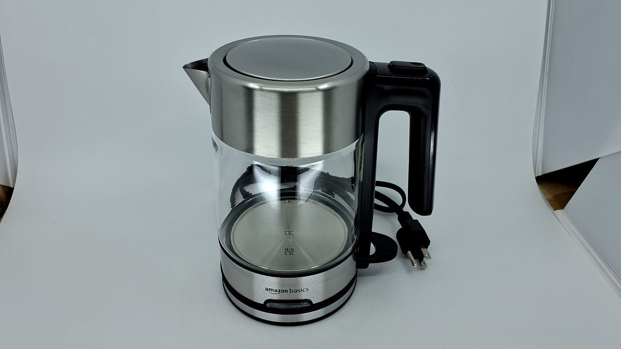 1500W Electric Kettle, 1.1 Qt, Glass & Steel, Auto Shut-Off, BPA-Free