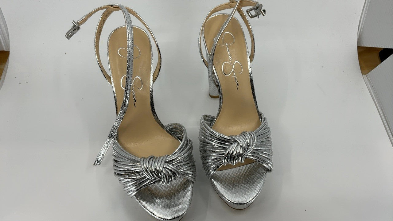 Jessica Simpson Women's Immie Platform Sandal Heeled, Silver, 8