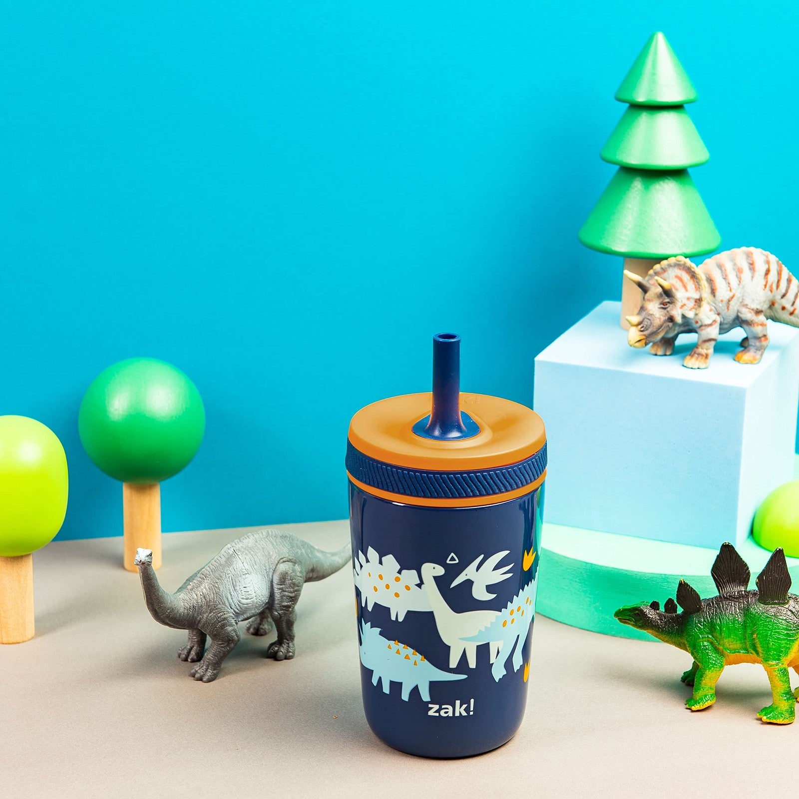 Zaksaurus 12oz Leak-Proof Toddler Cup, Stainless Steel, Insulated, Dinosaur