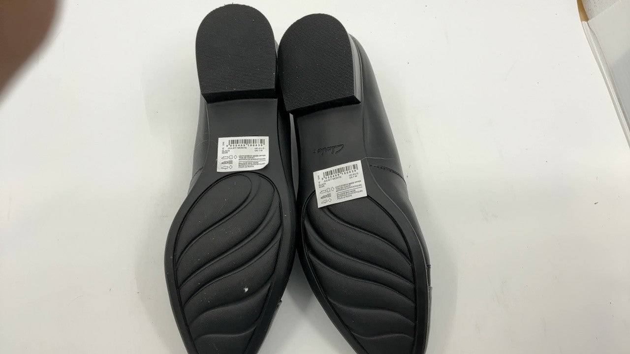 Clarks womens Juliet Monte Pump, Black Leather/Synthetic, 7 US