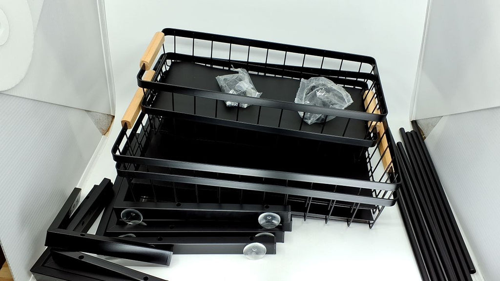 2-Tier Under Sink Organizer - Adjustable & Pull Out, Black Alloy Steel