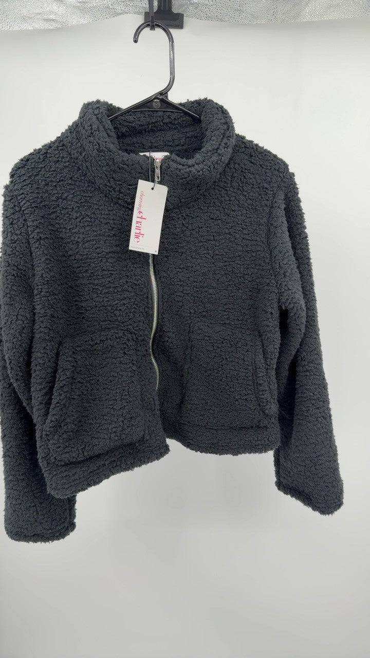 Cozy Zip Up Cropped Sherpa Jacket