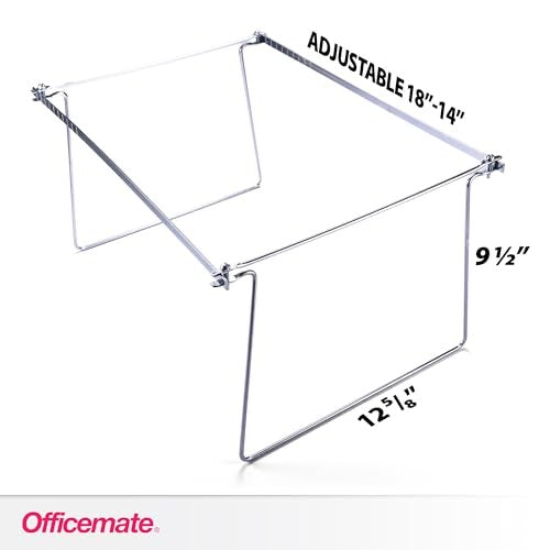Adjustable Hanging File Frame, Letter Size, 14-18 In, Pack of 2, Silver