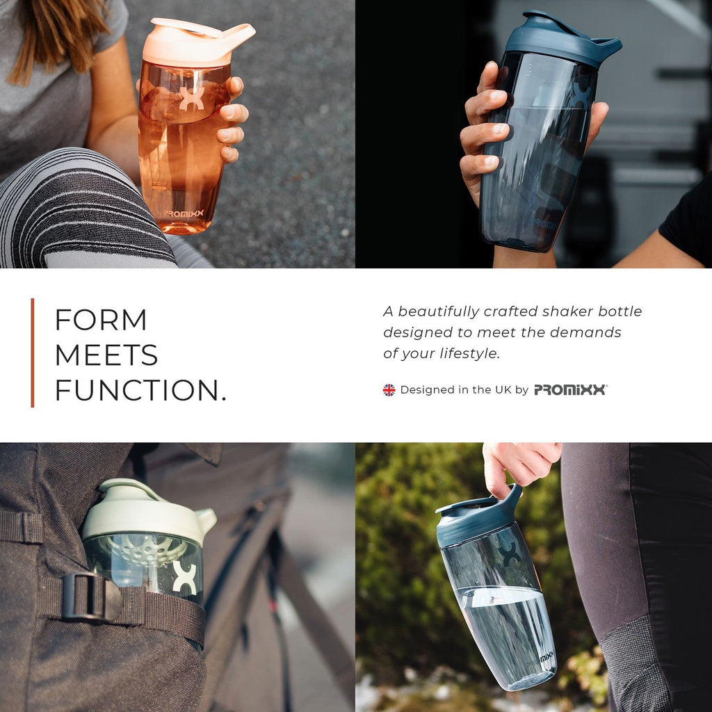 Promixx 32 oz Protein Shaker Bottle - Silent Mixer, Leak-Proof, Coral