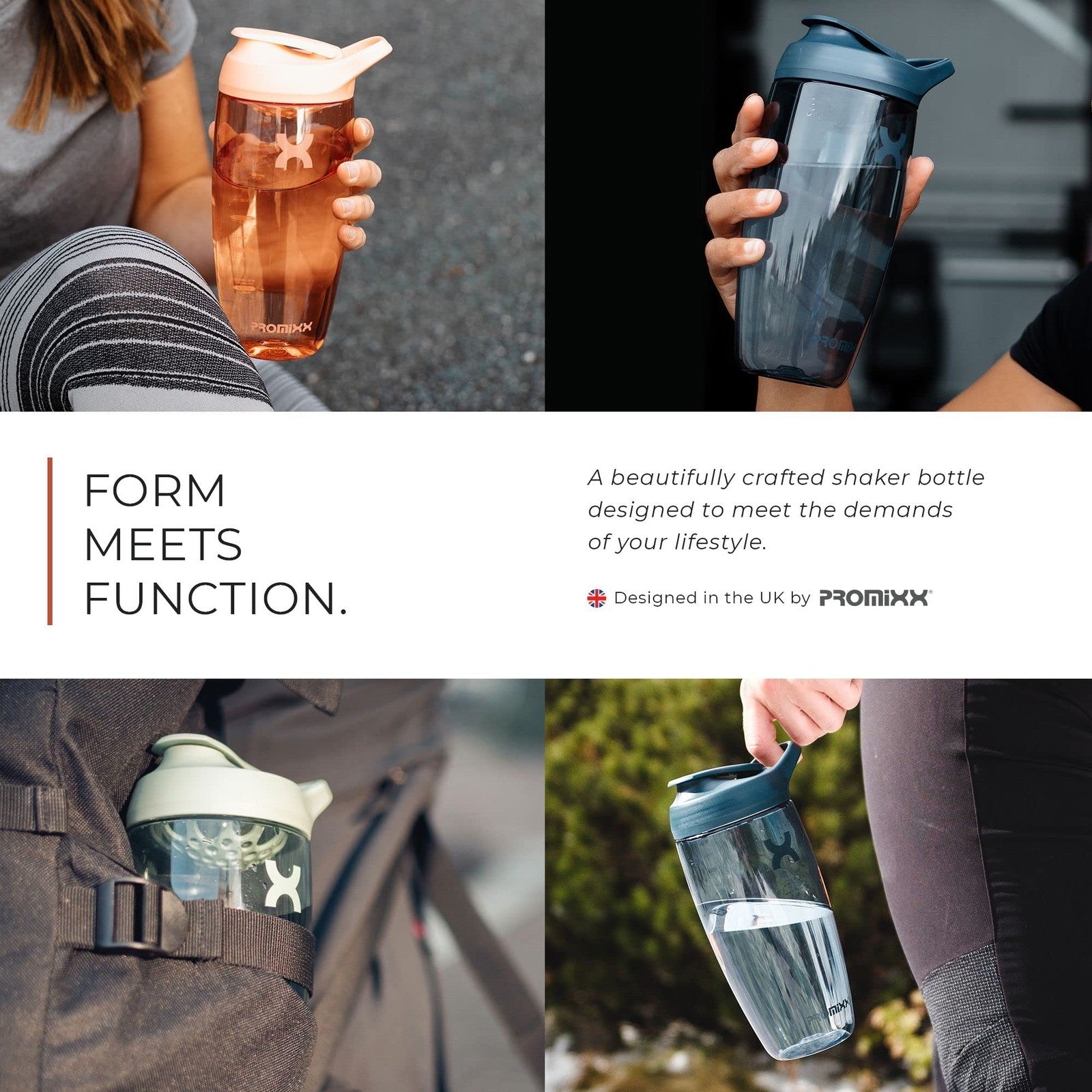 Promixx 32 oz Protein Shaker Bottle - Silent Mixer, Leak-Proof, Coral