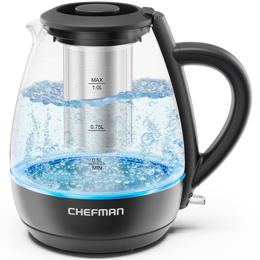 Chefman 1500W Electric Kettle, 1L, Removable Lid, Boil-Dry Protection