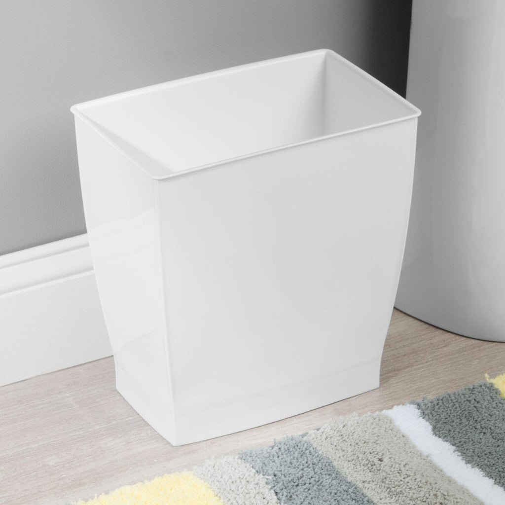 iDesign Rectangular Trash Can 2.5 Gallon White Plastic Waste Basket