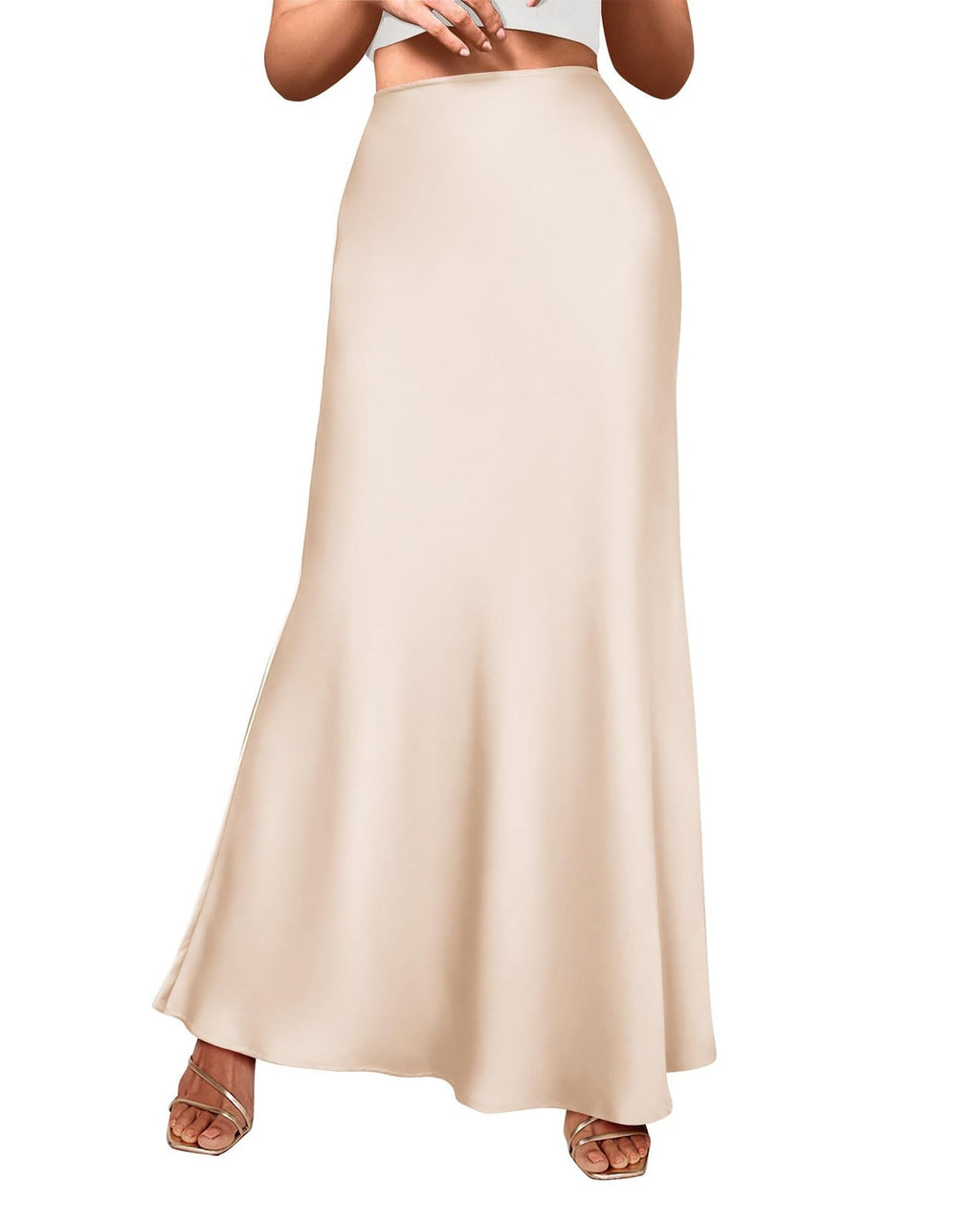 Womens High Waisted Mermaid Skirt, Beige, Small, Cocktail Party