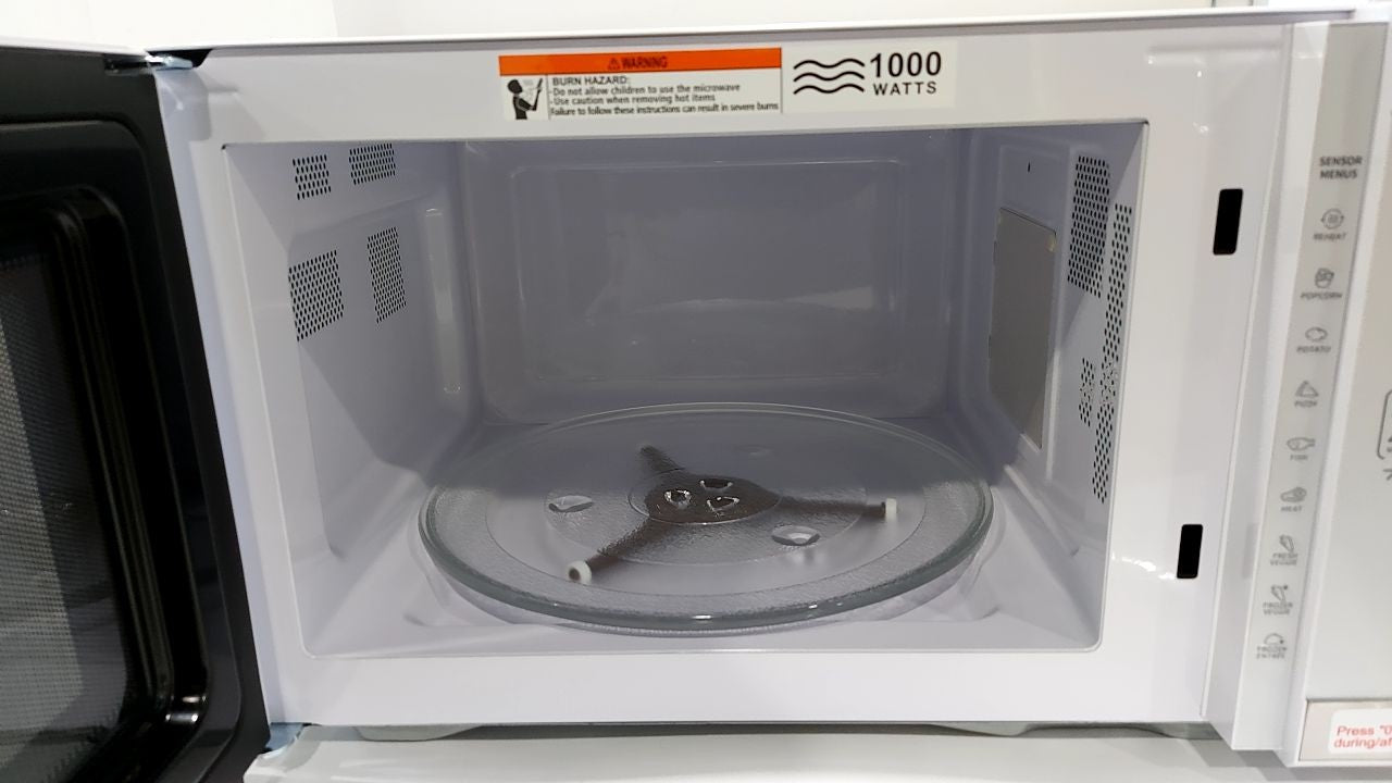 Hamilton 1.1 Cu Ft Countertop Microwave Oven White & Stainless Steel