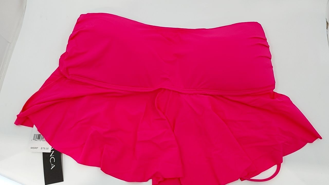 Women's Ruffle Bandeau Bikini Top, La Blanca, Size 12, Pop Pink