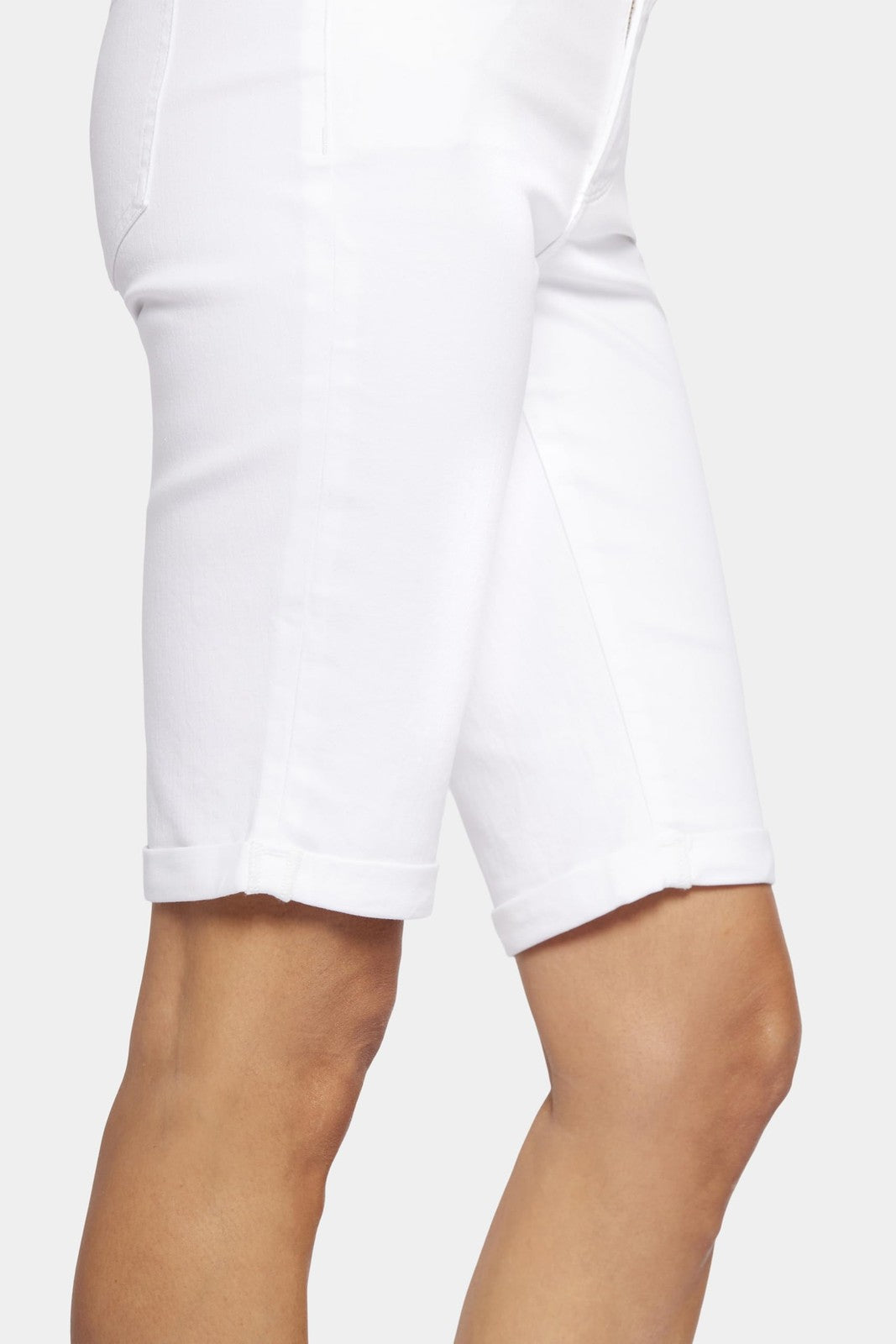 NYDJ Women's Briella Roll Cuff Jean Long Slimming Denim Shorts, Optic White, 8