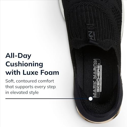 Skechers Women's A-Wedge-Crecent Hands Free Slip-ins Sneaker, Black, 7.5