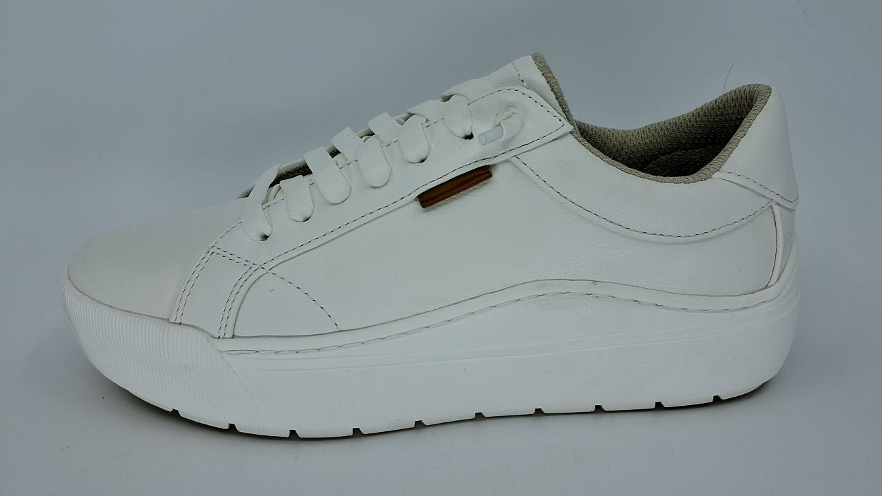 Dr. Scholl's Shoes Women's Time Off Go Sneaker, White Smooth, 7