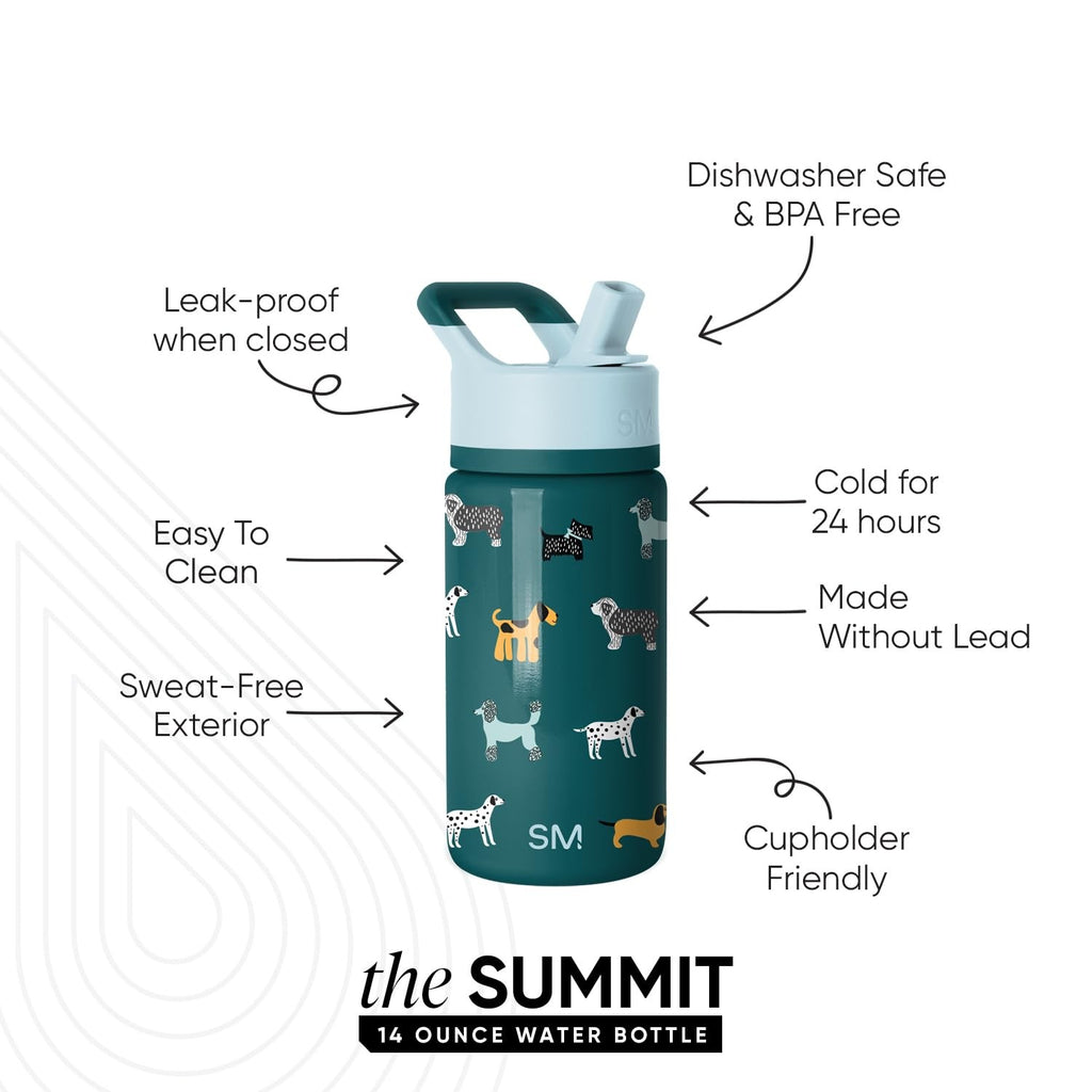 Simple Modern 14oz Kids Water Bottle - Insulated Tumbler w/ Straw Lid