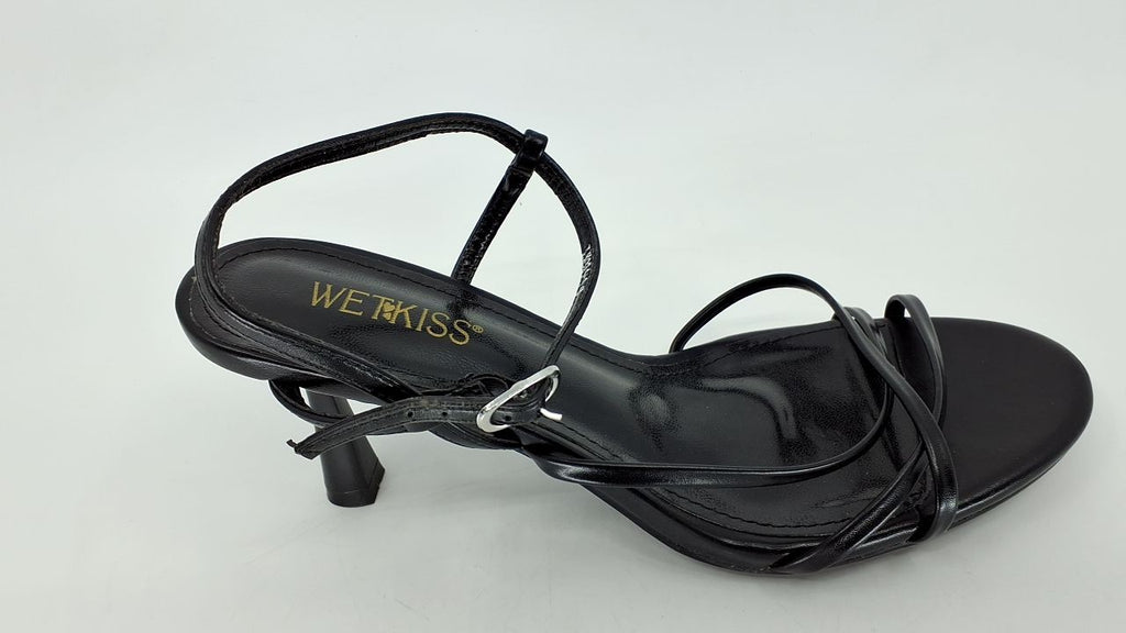 Comfortable Black Kitten Heels, Size 9, Strappy Sandals for Dressy Occasions