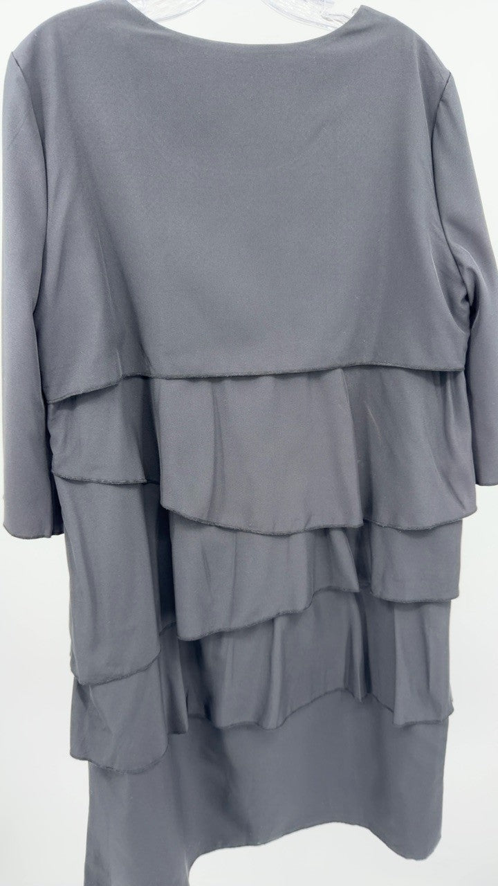 Full Size Ruffle Layered Flutter Sleeve Dress Plus Size