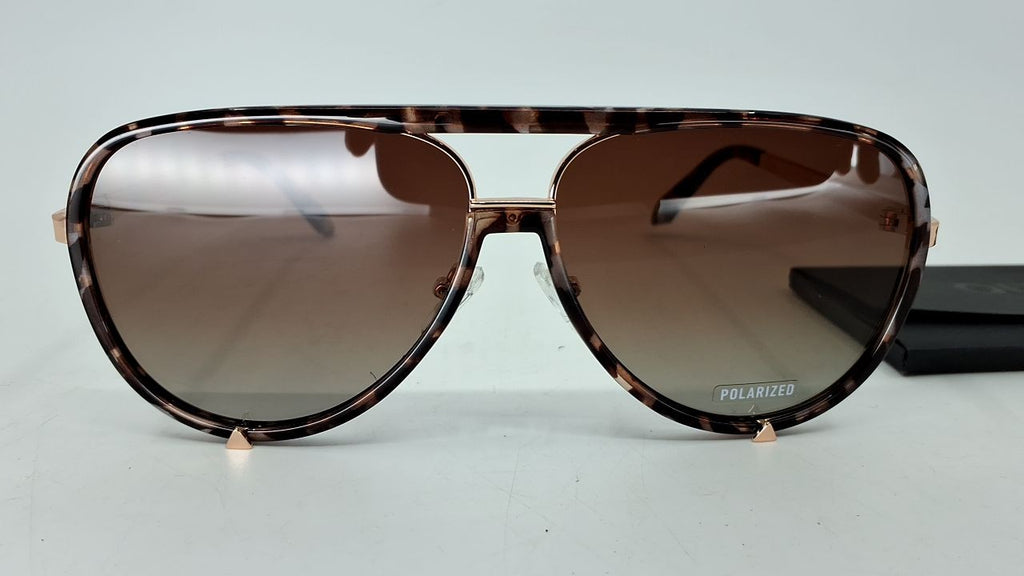 Quay Womens Polarized Aviator Sunglasses, Brown Tortoise, Oversized