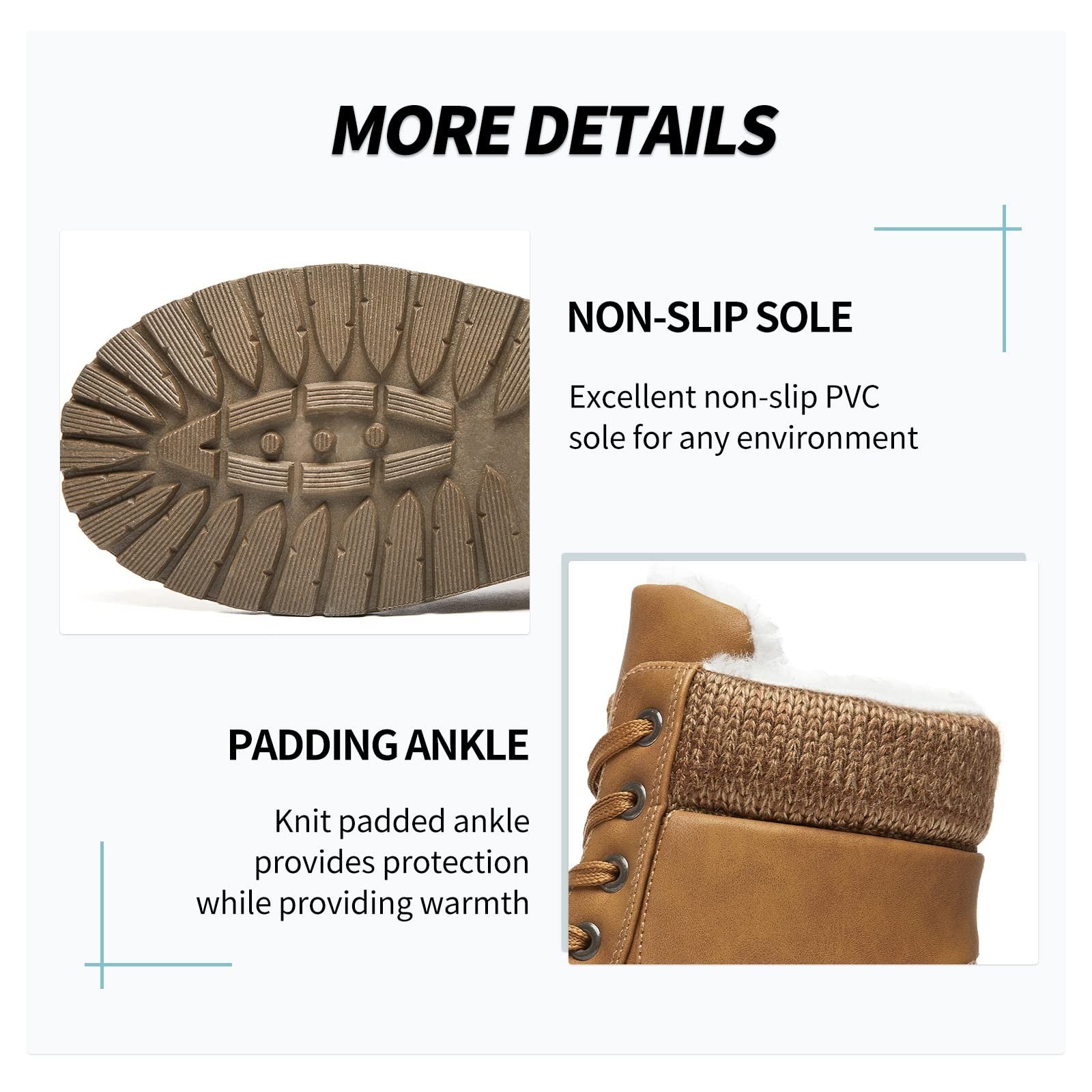 Womens Winter Snow Boots Fur Lined Ankle Boots Brown US7