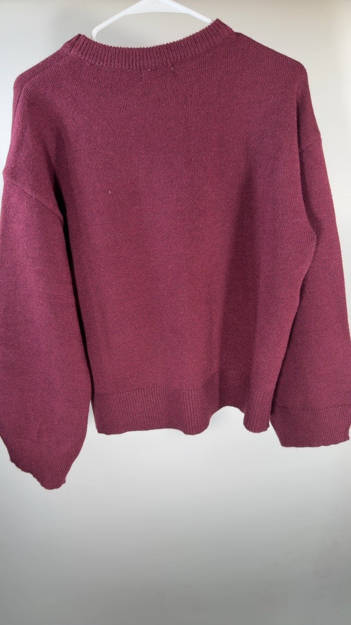 Ribbed Round Neck Dropped Shoulder Sweater