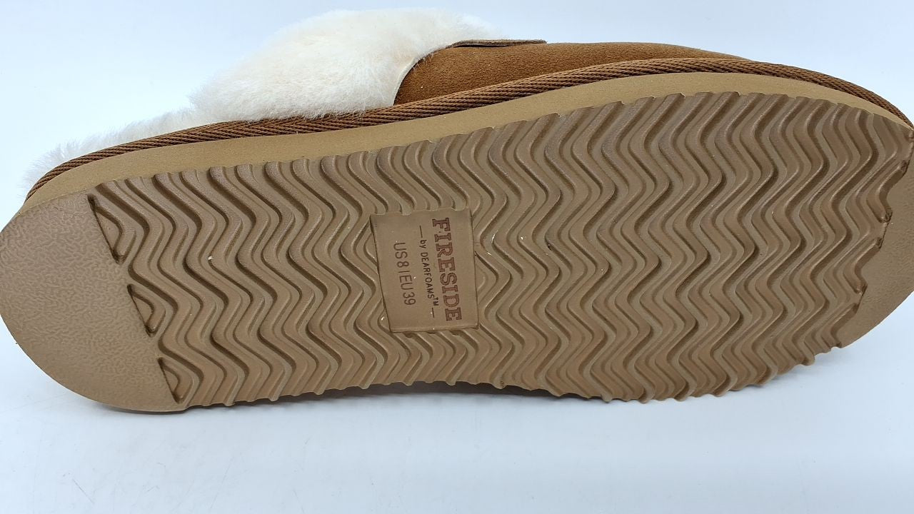 Fireside Sydney Shearling Slippers, Chestnut, Size 8, Wide Width