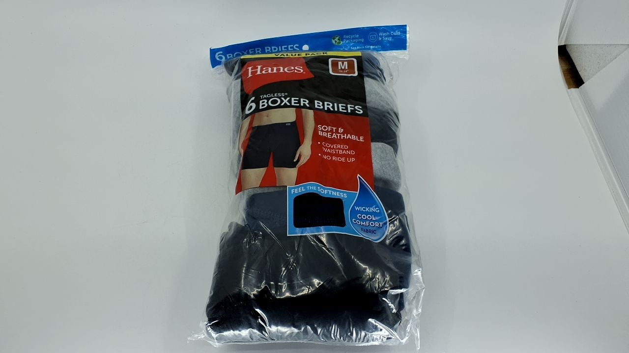 Hanes Men's ComfortSoft Boxer Briefs, 6 Pack Assorted, Medium Size