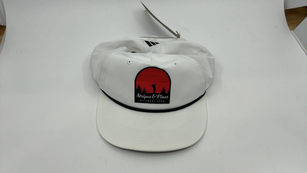 adidas Ultimate365 Tour Stripe and Pines Hat, White, One Size