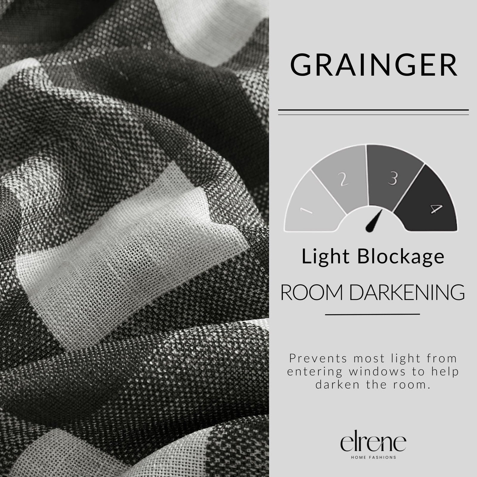 Farmhouse Buffalo-Check Blackout Curtain 52x95 Black Rod Pocket Panel