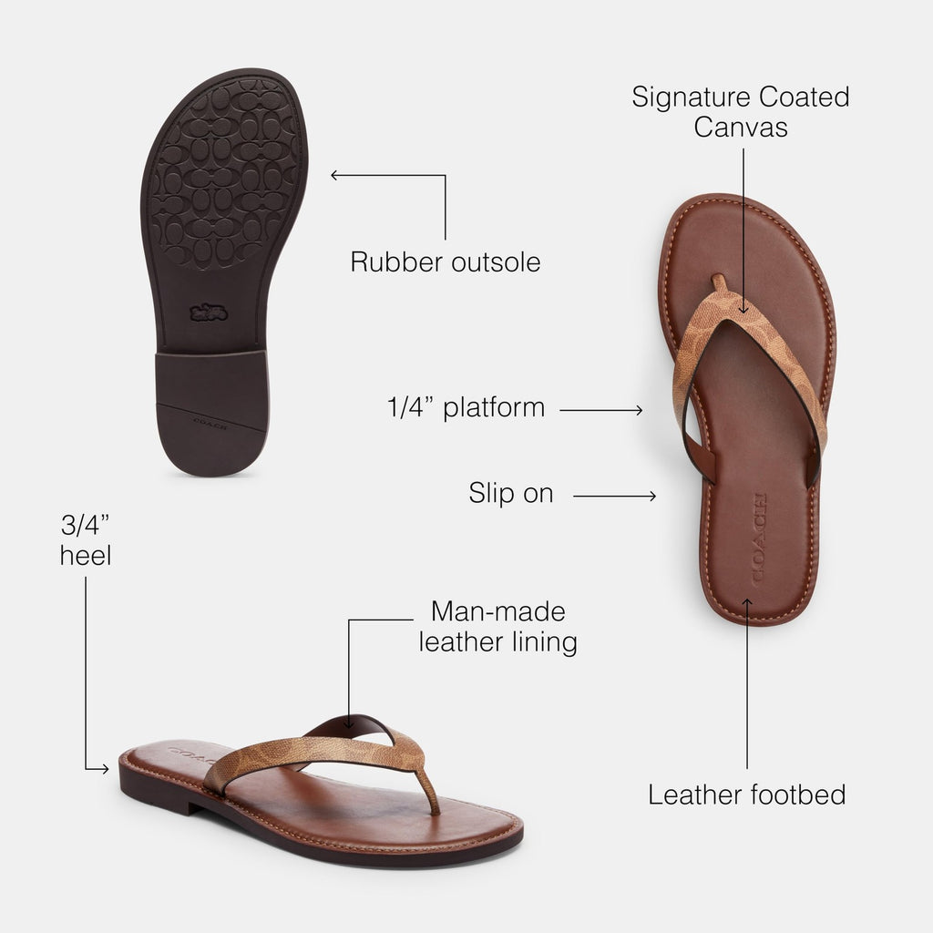 **Needs Repair** Coach Women's Brianna Flip Flop Flat Sandals, Brown, 10