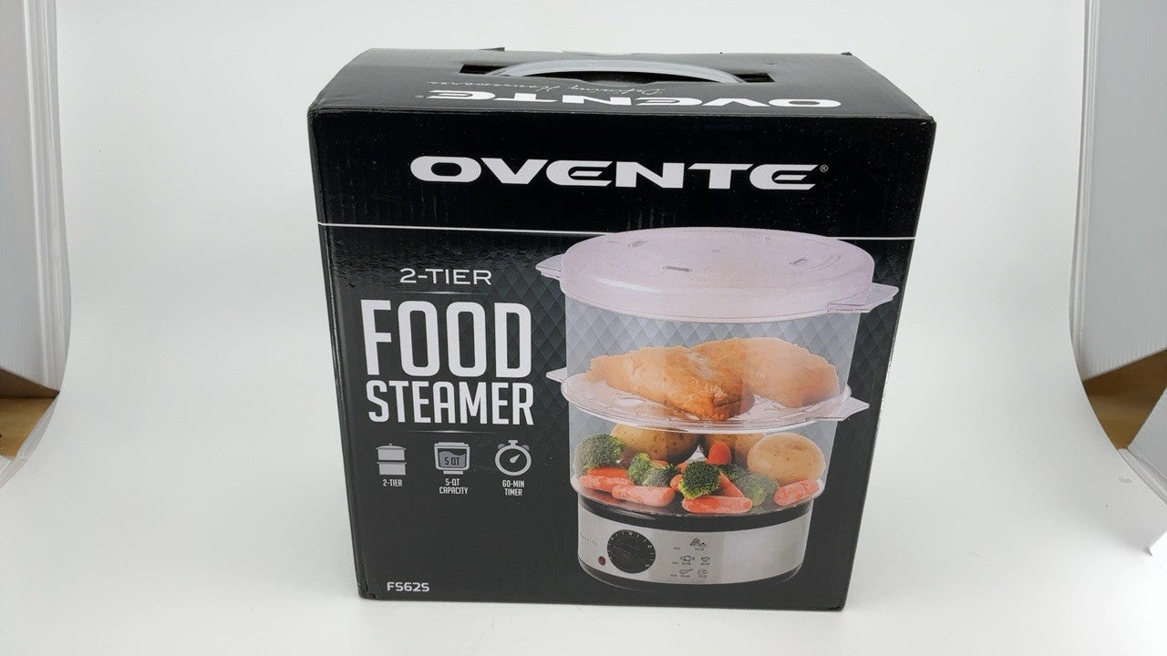 OVENTE 2-Tier Electric Food Steamer 5 Qt Stainless Steel 400W Silver FS62S