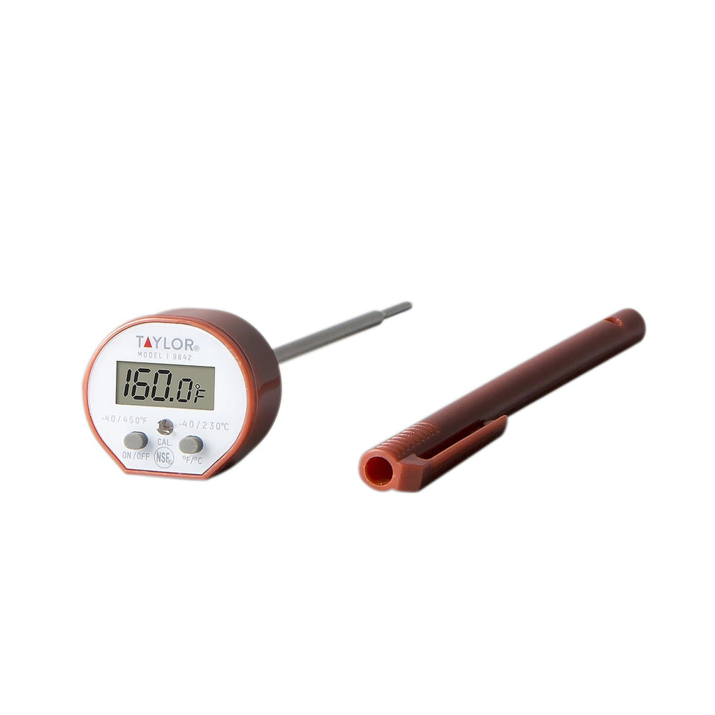 Digital Instant Read Thermometer, Waterproof, Red, for Cooking & BBQ