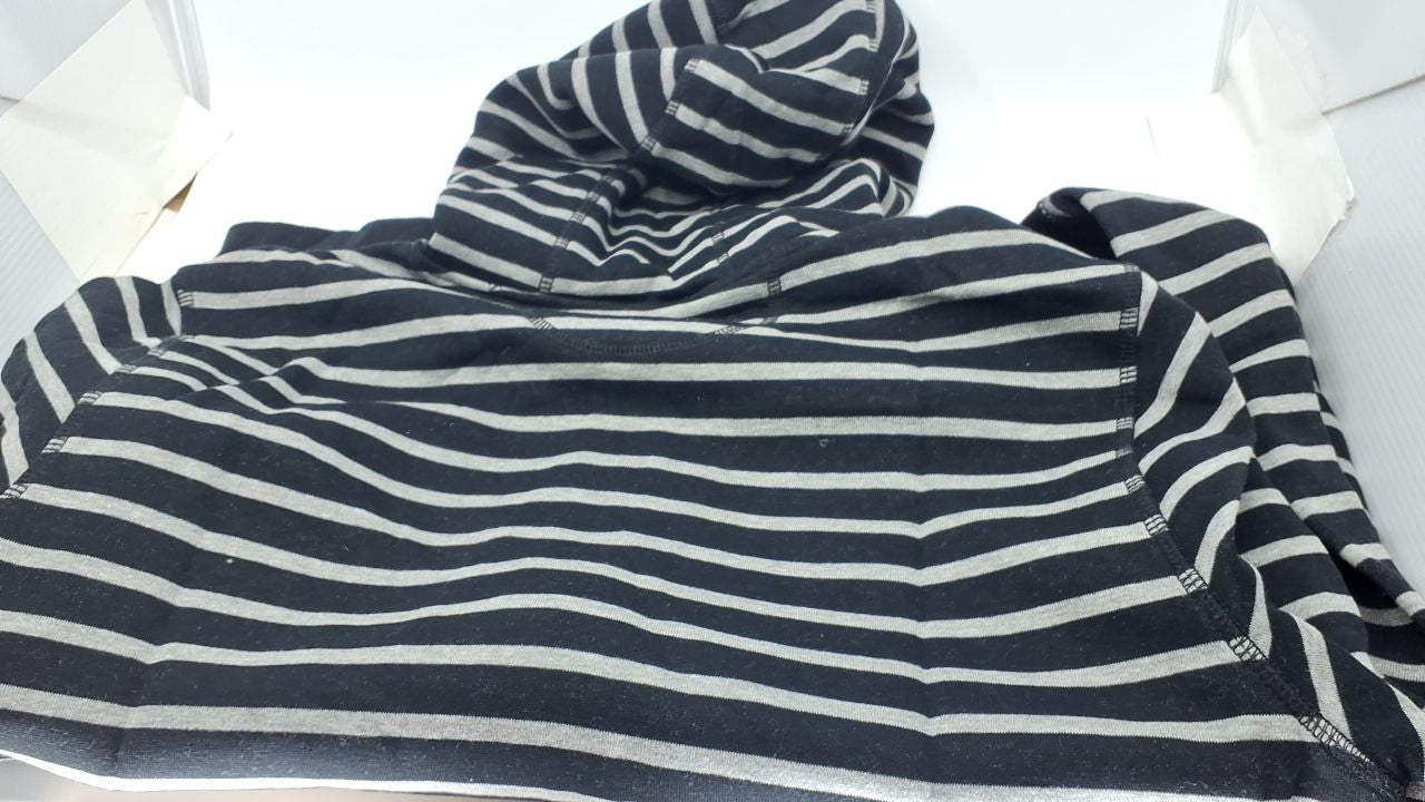 Medium Full-Zip Fleece Hoodie, Black Grey Stripe, Men's Sweatshirt