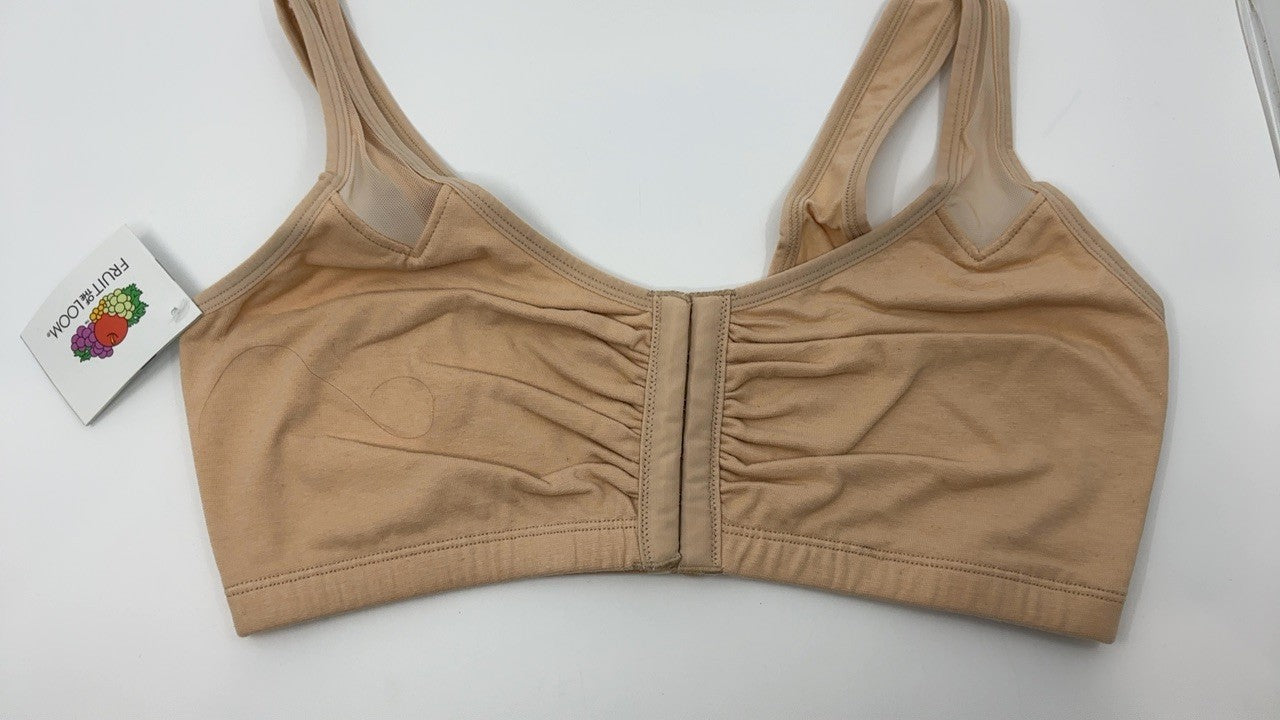Women's 38 Sand Sport Bra - Front Close & Mesh Straps, Fruit of the Loom