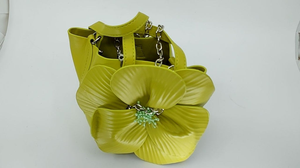 Women's Floral Crossbody Clutch Green PU Leather Evening Purse