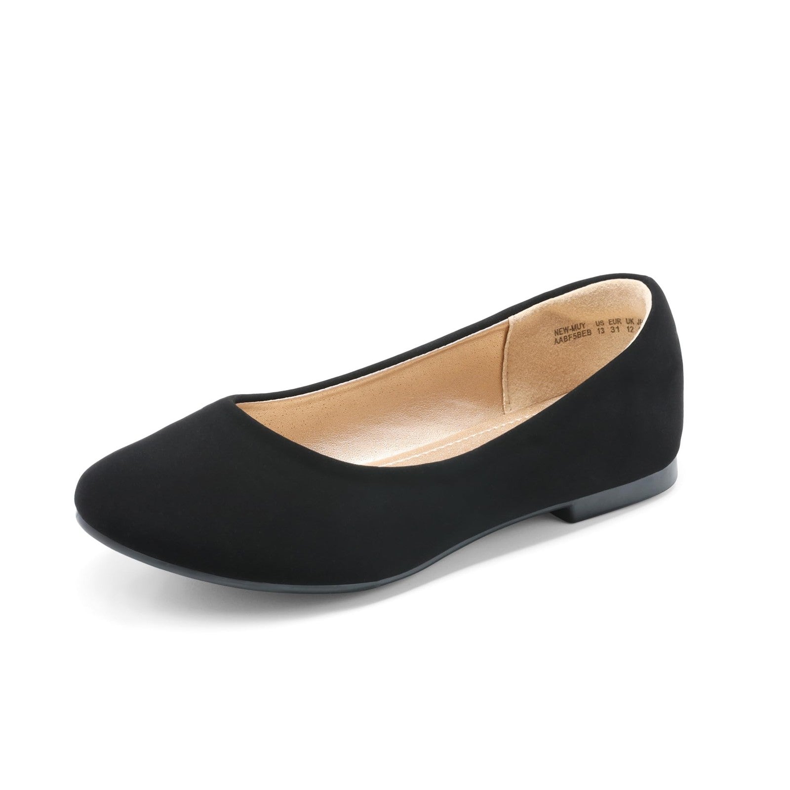 Black Nubuck Slip-On Flats for Girls, Size 6 Big Kid Dress Shoes