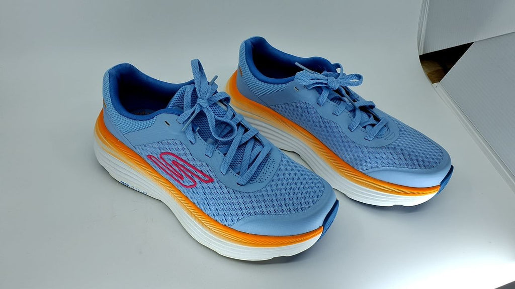 Skechers Women's Max Cushioning Endeavour Canova Sneaker, Blue/Orange, 7