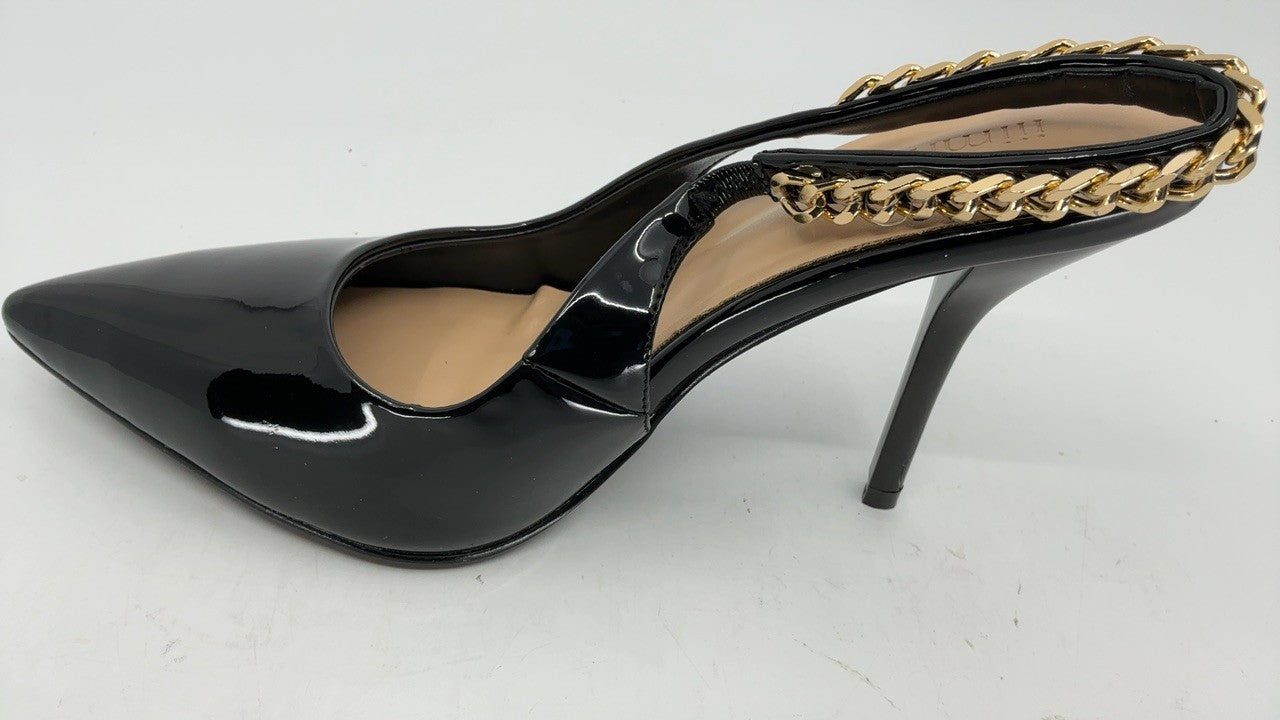 Black Patent Leather Stiletto Heels 4in Size 7 Slingback Pumps