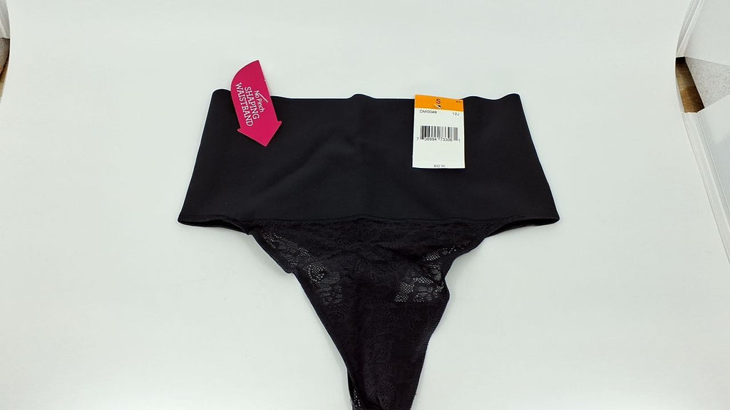 Maidenform Tame Your Tummy Shaping Lace Thong, Black, Size Small